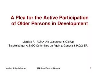 A Plea for the Active Participation of Older Persons in Development