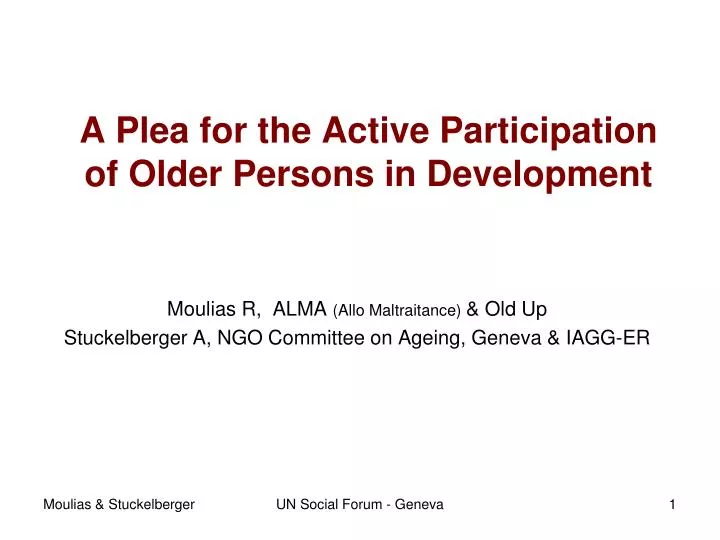 a plea for the active participation of older persons in development