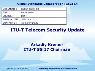 ITU-T Telecom Security Update