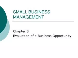 SMALL BUSINESS MANAGEMENT