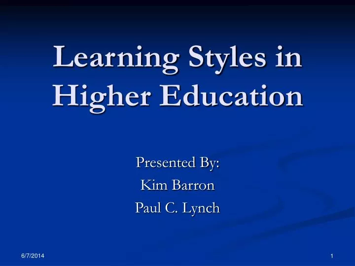 learning styles in higher education