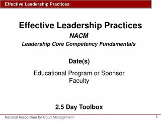 Effective Leadership Practices