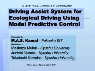 Driving Assist System for Ecological Driving Using Model Predictive Control