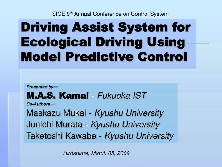 driving assist system for ecological driving using model predictive control