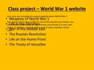 Class project – World War 1 website