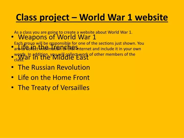 class project world war 1 website