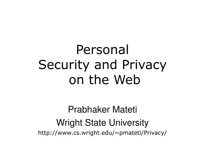 personal security and privacy on the web