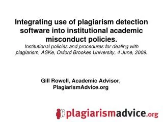 Gill Rowell, Academic Advisor, PlagiarismAdvice.org
