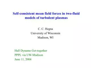 Self-consistent mean field forces in two-fluid models of turbulent plasmas