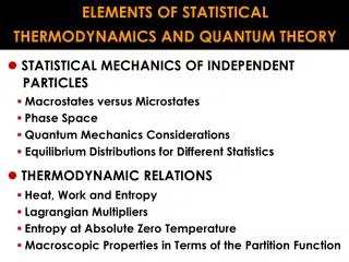 ELEMENTS OF STATISTICAL THERMODYNAMICS AND QUANTUM THEORY