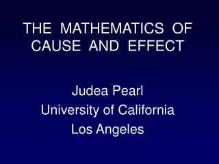 Judea Pearl University of California Los Angeles