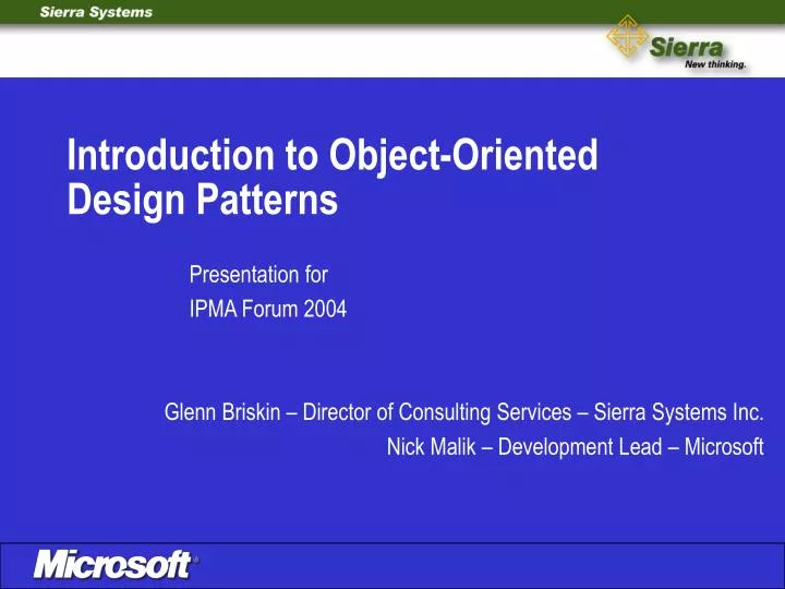 introduction to object oriented design patterns