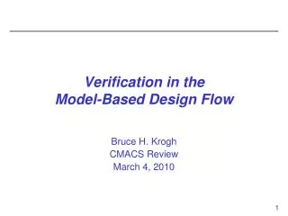 Verification in the Model-Based Design Flow