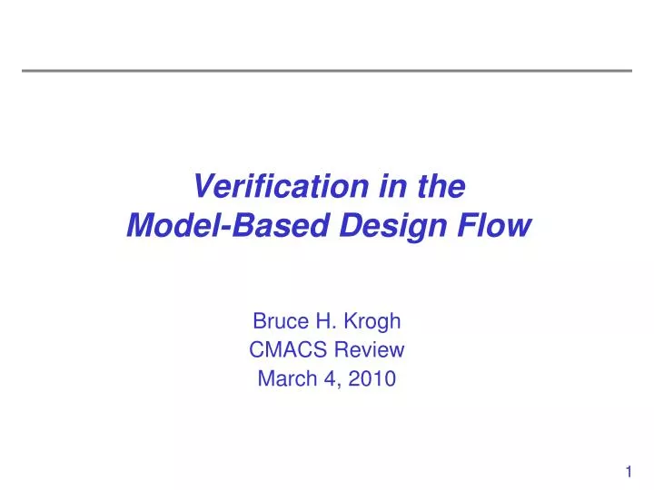 verification in the model based design flow