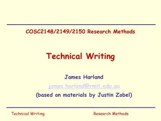 COSC2148/2149/2150 Research Methods Technical Writing