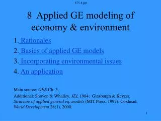 8 Applied GE modeling of economy &amp; environment