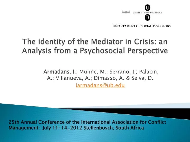 the identity of the mediator in crisis an analysis from a psychosocial perspective