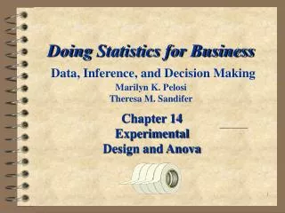 Doing Statistics for Business Data, Inference, and Decision Making Marilyn K. Pelosi Theresa M. Sandifer