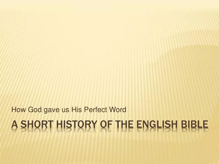 how god gave us his perfect word