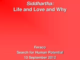 Siddhartha: Life and Love and Why