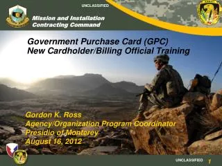 Government Purchase Card (GPC) New Cardholder/Billing Official Training