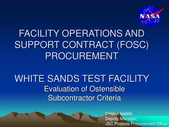 facility operations and support contract fosc procurement white sands test facility