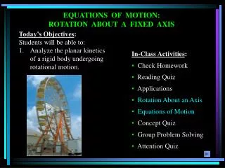 EQUATIONS OF MOTION: ROTATION ABOUT A FIXED AXIS