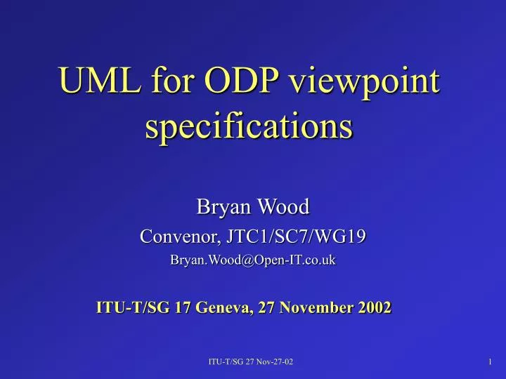 uml for odp viewpoint specifications