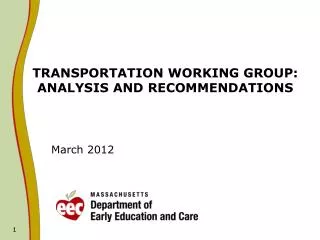 TRANSPORTATION WORKING GROUP: ANALYSIS AND RECOMMENDATIONS