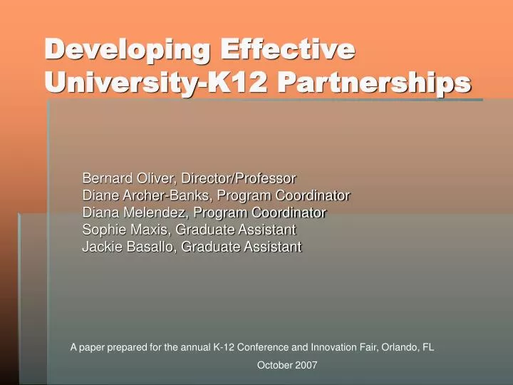 developing effective university k12 partnerships