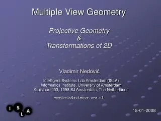Multiple View Geometry Projective Geometry &amp; Transformations of 2D