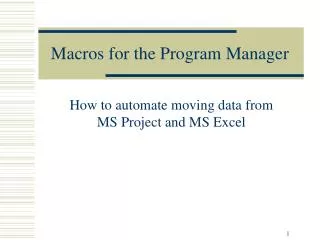 Macros for the Program Manager