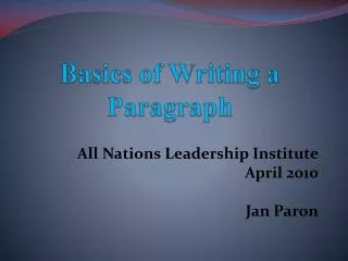 Basics of Writing a Paragraph