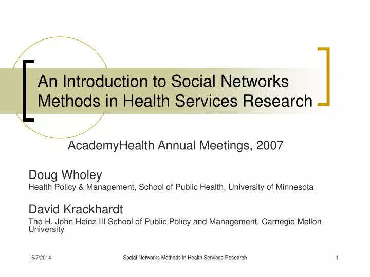 an introduction to social networks methods in health services research