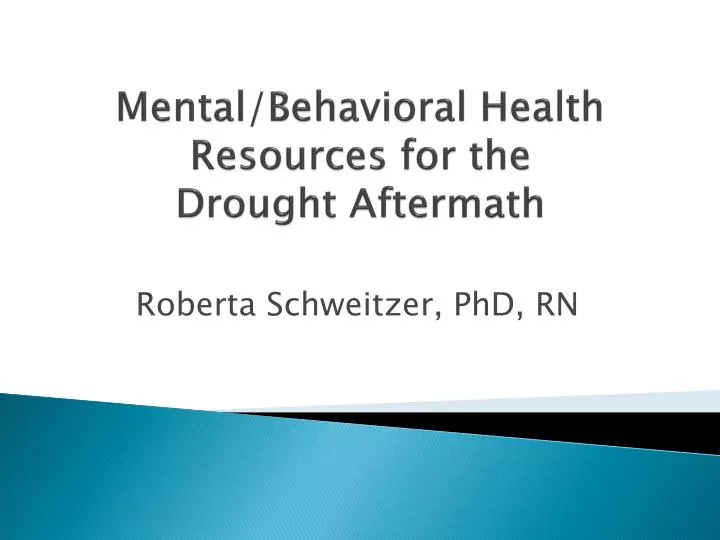 mental behavioral health resources for the drought aftermath