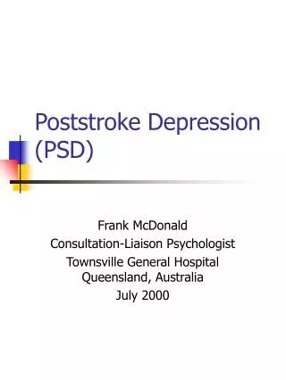 Poststroke Depression (PSD)