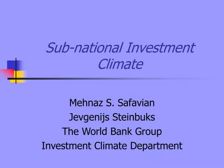 sub national investment climate