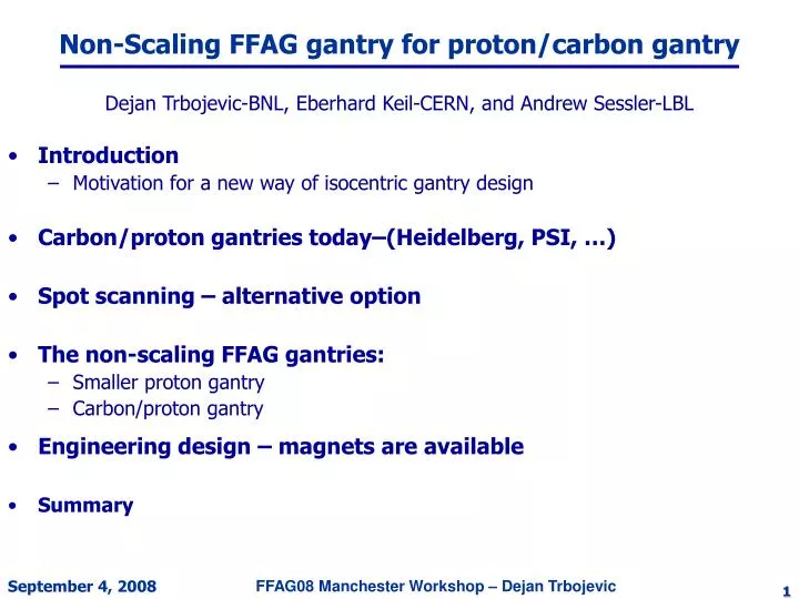 non scaling ffag gantry for proton carbon gantry