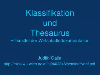 klassifikation und thesaurus hilfsmittel der wirtschaftsdokumentation