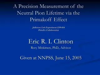 A Precision Measurement of the Neutral Pion Lifetime via the Primakoff Effect Jefferson Lab Experiment E99-014 PrimEx Co