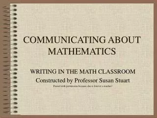 COMMUNICATING ABOUT MATHEMATICS