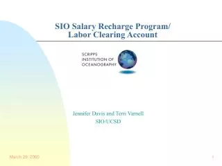SIO Salary Recharge Program/ Labor Clearing Account