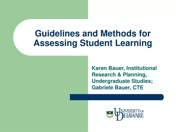 guidelines and methods for assessing student learning
