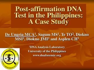 Post-affirmation DNA Test in the Philippines: A Case Study