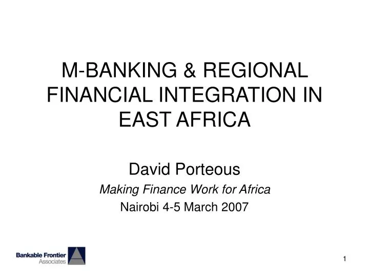 m banking regional financial integration in east africa