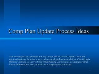 Comp Plan Update Process Ideas