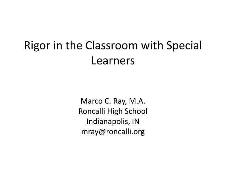 rigor in the classroom with special learners