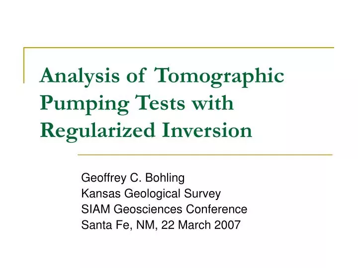 analysis of tomographic pumping tests with regularized inversion