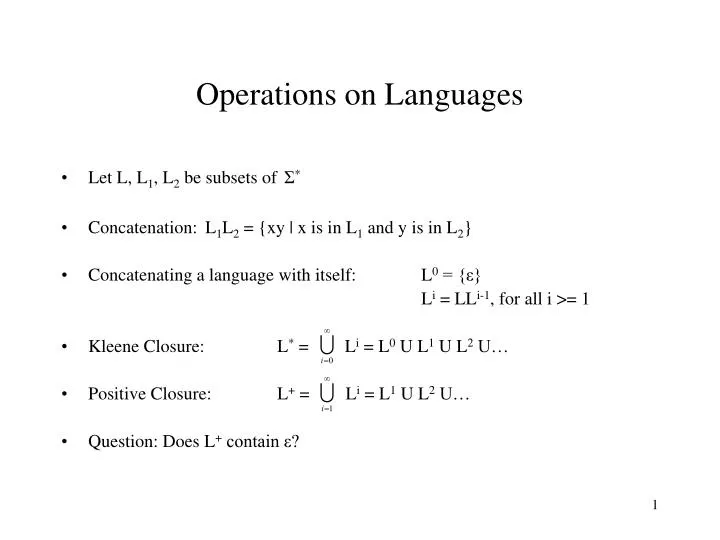 operations on languages