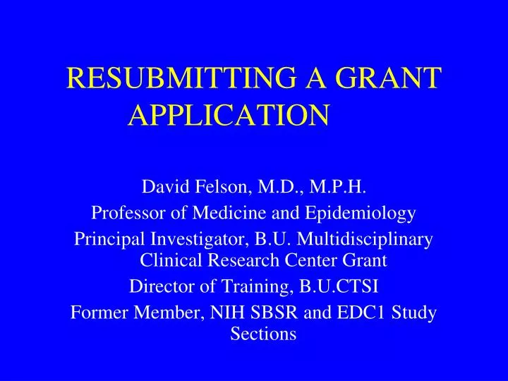 resubmitting a grant application